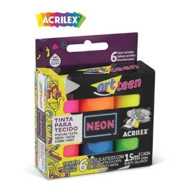 Imagem de Tinta Para Tecido Art Teen - Acrilex Com 6 Cores Neon 15ml