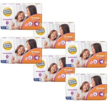 Imagem de KIT 6 FRALDAS POMPOM DERMA PROTEK GRANDINHOS / 14 = 84 un