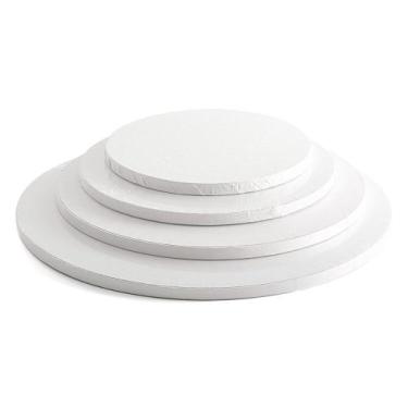 Imagem de Cake Board Circular de MDF Branco 25cm Tabuleiro de Bolo - GrandCasa