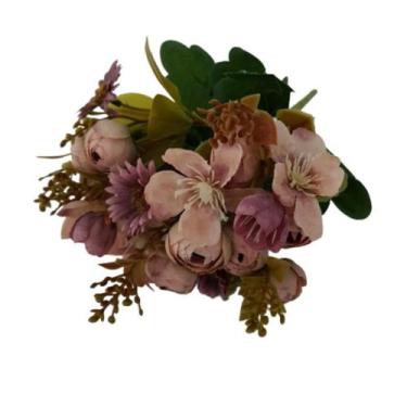 Imagem de Flor artificial buquê camélia e margarida - Carmella Presentes, 30cm