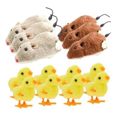 Imagem de Kit 10 Ratos 10 Pintinho Brinquedo De Fricção Alegre Pelúcia - STORE S