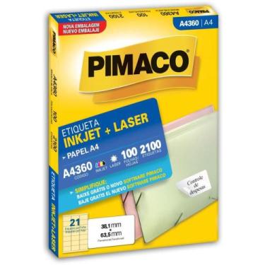 Imagem de Etiqueta A4 A4360 38,1 X 63,5 MM - Caixa com 2100 Unidades - Pimaco