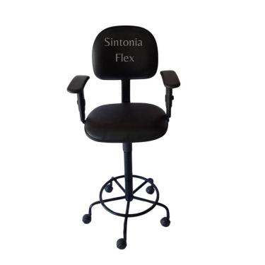 Imagem de Cadeira Secretaria Caixa Alta Braço Regulagem Altura Rodízio