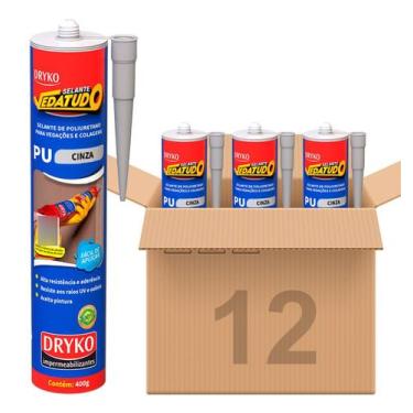 Imagem de Kit 12 Selante PU40 Cinza 400g Vedatudo Dryko