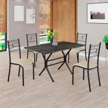 Imagem de Conjunto Sala de Jantar Mesa Retangular 120x75cm Tampo Pedra Ardósia I