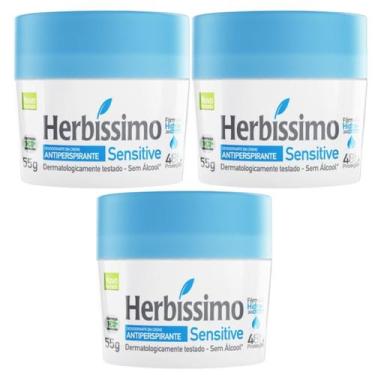 Imagem de Kit 3 Desodorante Creme Sensitive Herbíssimo 55G - Dana - Dana Cosméti
