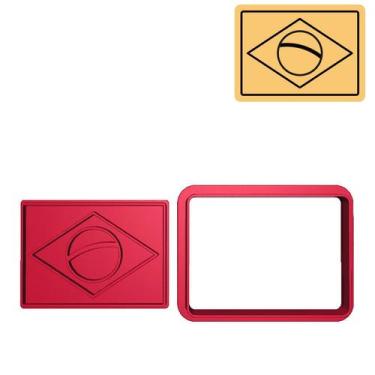 Imagem de Cortador Marcador Bandeira País Brasil - DOCE IMPRESSO, 4,0cm