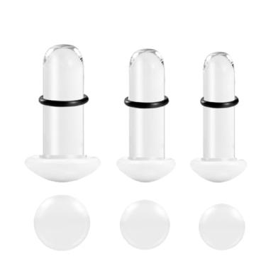 Imagem de Atomhole Kit de alongamento de orelha de vidro, 3 pares/6 peças 16G-12G alargador de orelha curto afunilado túneis sólidos conjunto de joias, 10G→6G(2.5-4MM), Aço inoxidável, Sem Pedra Preciosa