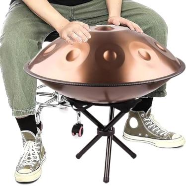 Imagem de Tambor Handpan de 22 polegadas, instrumento de percussão de tom de 9/10/12 notas 432 Hz/440 Hz com tripé de tambor, tambor de língua de aço para iniciantes e jogadores profissionais, GOLD_10
