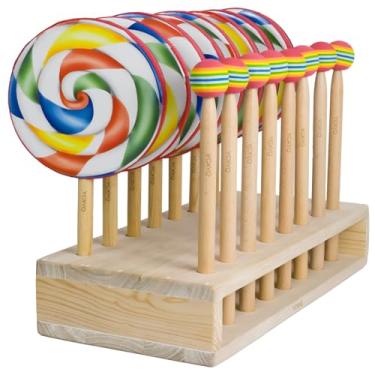 Imagem de YCXYQ 17 peças, tambor de pirulito, arco-íris, instrumento de percussão de madeira para tambor de mão, 8 peças, 15 cm, 8 baquetas arco-íris, 1 base de bordo, conjunto de bateria de pirulito arco-íris