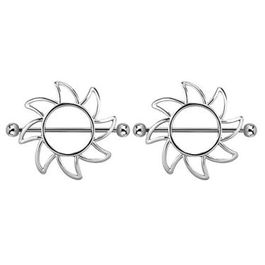 Imagem de Pierced Owl - Protetores de mamilo tribal de aço inoxidável 14G, vendidos em par, Metal, Sem pedras preciosas