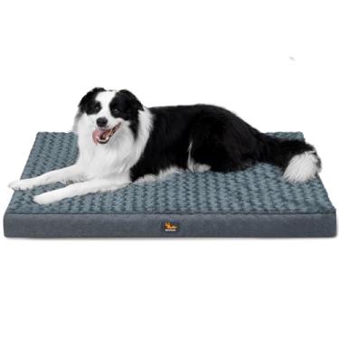 Imagem de SOFTMATE Cama para cachorro com caixa de ovo ortopédica almofada de espuma lavável e à prova d'água, tapete de pelúcia macia para cães com fundo antiderrapante para cães GGG, até 68 kg