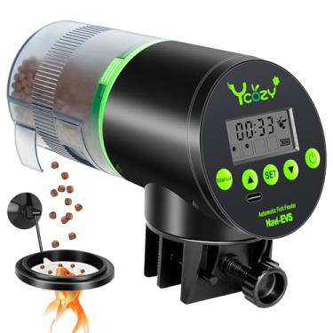 Imagem de Ycozy Alimentador automático de peixes para aquário com cabo tipo C, alimentador automático para tanque pequeno/betta/tartaruga, recipiente à prova de umidade atualizado com anel flutuante