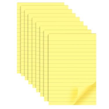 Imagem de 9 blocos de notas adesivas forradas 10 x 15 cm, amarelo canário, remoção limpa, almofadas autoadesivas, notas adesivas grandes facilmente usadas para casa, escritório, escola, 40 folhas/bloco