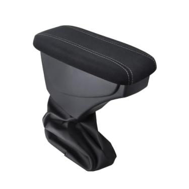 Imagem de Apoio de Braço Compatível com Peugeot 208 2021/... Tecido preto cost. cinza