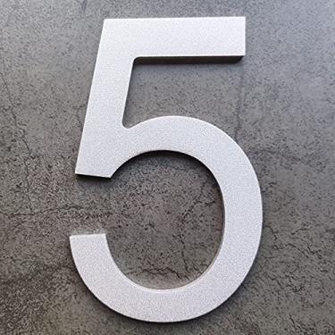 Imagem de Números de casa de aço inoxidável de 15 cm - Endereço residencial flutuante à prova de ferrugem e à prova d'água para porta de garagem externa ou mais, elegante acabamento prateado com jateamento,