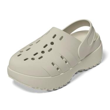 Imagem de adidas Sandália feminina Adilette Clog Platform esportiva, Branco Maravilha/Branco Maravilha/Branco Maravilha, 40