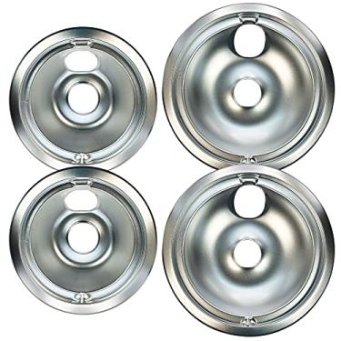 Imagem de WB31T10010 e WB31T10011 Panelas de gotejamento de placa de fogão de substituição para GE, Hotpoint - duas panelas de 15 e duas de 20 cm (4 peças)