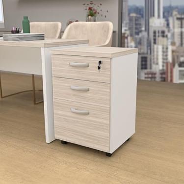 Imagem de Gaveteiro Volante para Escritório 2 Gavetas + Gaveta Para Pasta NetMobil (Carvalho/Branco)