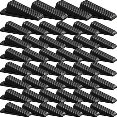 Imagem de Frienda 48 peças de batente de porta de borracha a granel batente de porta cunha batente de porta para parte inferior da porta batente de porta resistente para piso de madeira de concreto (preto)