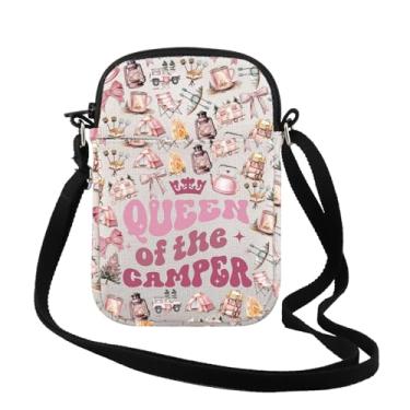 Imagem de TSOTMO Bolsa de presente de acampamento Queen Of The Camper RV à prova d'água bolsa transversal de viagem presente para mulheres, Camper Cr