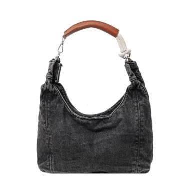 Imagem de LIZHAOCAI Bolsa feminina de ombro jeans para axilas, Preto