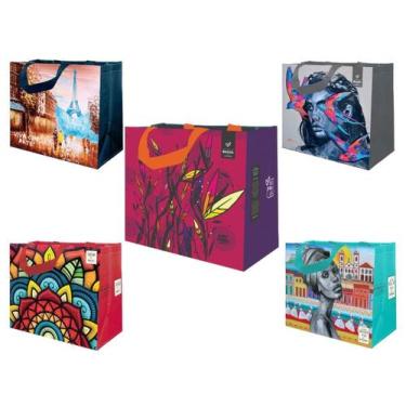 Imagem de Sacolas de Ráfia Ecobag 1 Grande e 4 Médias Sortido B4U