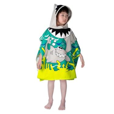 Imagem de growell Toalhas de praia infantis com capuz - Toalha de banho infantil para meninas e meninos para crianças de 1 a 6 anos, toalhas de piscina de secagem rápida, leve, toalha poncho de microfibra macia