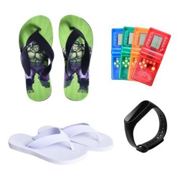 Imagem de kit Chinelo Infantil Menino Masculino Personagem Hulk Barato Leve Casu