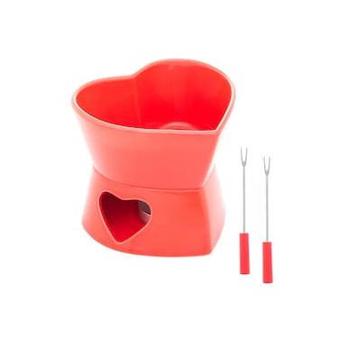 Imagem de Aparelho de Fondue 4 Peças Wolff Coração para Duas Pessoas Vermelho - 400ml