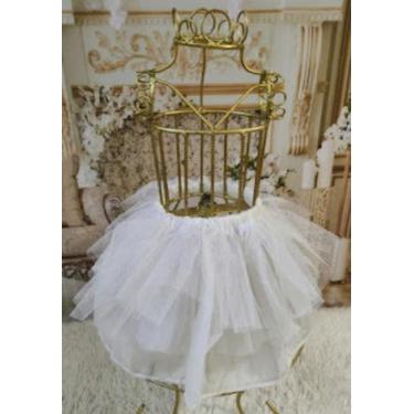 Imagem de Saiote vestido infantil tamanho único branco tule deixa vestido rodado