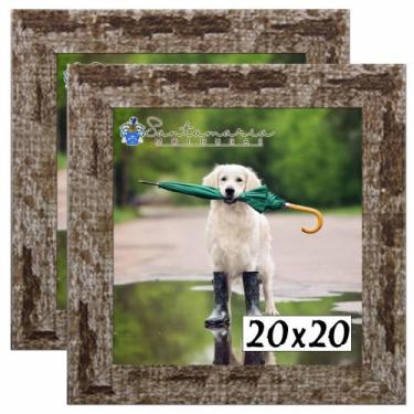 Imagem de Kit 2 Porta Retrado Molduras 20x20 Marrom - Santamaria Molduras
