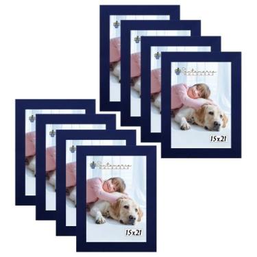 Imagem de Kit 8 Molduras Porta Retrato 15X21 Azul - Santamaria Molduras