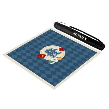 Imagem de Tapete De Mahjong Quadrado Azul Toalha De Mesa Grossa Antiderrapante Redutora De Ruído Capa De Mesa Para Festa Em Família Mah Jong Poker Cartas E Jogos De Tabuleiro, Com Bolsa De Transporte(Blue 1,39.