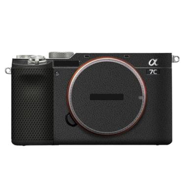 Imagem de Adesivo de capa de câmera para Sony A7C protetor de câmera película protetora antiarranhões decoração (couro preto)