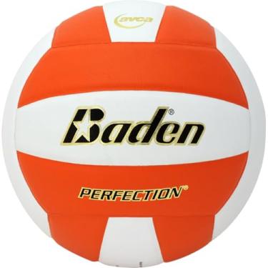 Imagem de Baden | Perfeição | Couro premium | Jogo de vôlei oficial interno | 13U para a faculdade | Tamanho oficial + peso | Laranja/Branco | Aprovado pela AVCA