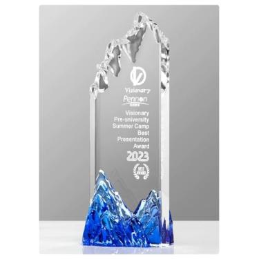 Imagem de Bespoke Crystal Trophy - Prêmio elegante para vencedores de competições, reuniões corporativas e reconhecimento de funcionários - Pinnacle of Courage (1, 23 x 8 cm)