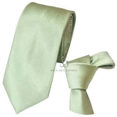 Imagem de Gravata verde oliva claro tecido trabalhado para padrinhos e eventos -