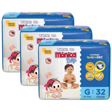 Imagem de Fralda Turma da Mônica Baby Economica 3 Pacotes Tamanho G Com 32 Unida