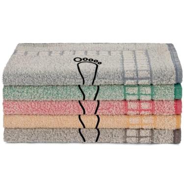 Imagem de Kit 05 Tapete Para Banheiro Atoalhado 100% Algodão Felpudo 45x65cm Saída de Box Alta Absorção - Sortido