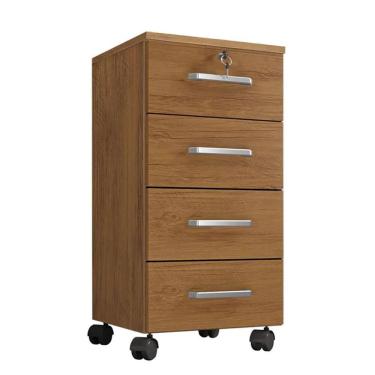 Imagem de Gaveteiro 4 Gavetas 36cm Com Chave Rodízio Rodinhas - Freijó