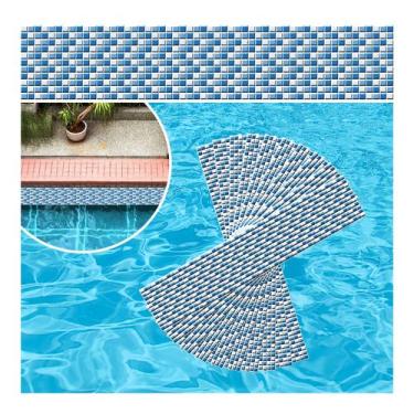 Imagem de Kit 04 Adesivos Piscina Vinílico Degradê Pastilha Azul 100x20cm - Resi