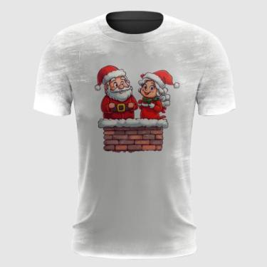 Imagem de Camiseta Papai e Mamãe Noel na Chaminé Natal - FABRIQUETA, M