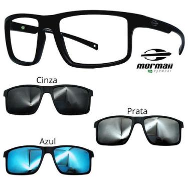 Imagem de Oculos Mormaii Swap 5 6127 A14 Preto Fosco Com 3 Clipons, Cinza, Azul,
