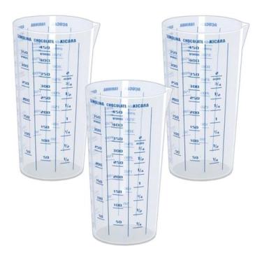 Imagem de Kit 3 Peças Copo Graduado 500ml Gramas Xícara Medidor Receitas - HomeY