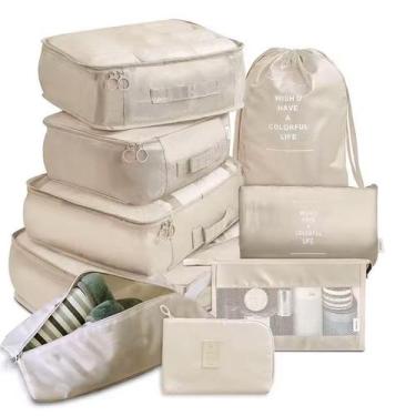 Imagem de Kit Organizador para Mala de Viagem com 9 peças - Gladiador 201, Bege