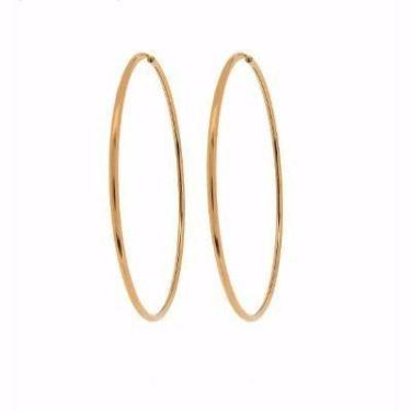 Imagem de Argola Redonda 3.3cm E Pingentes Coração Rosa em Ouro 18k - DR Joias