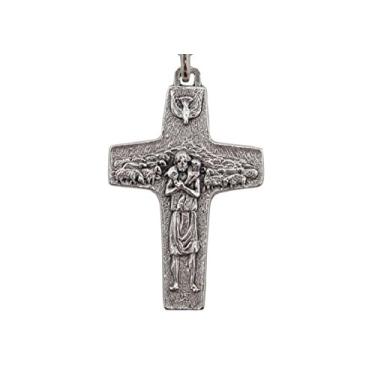 Imagem de SFI Cruz crucifixo oficial do Papa Francisco de 5 cm com cordão Antonio Vedele Cruz peitoral autêntica do Vaticano, Prata