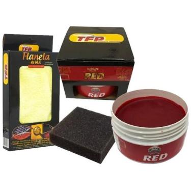 Imagem de Kit Cera Vermelha Cristalizadora Carro vermelho + Flanela Microfibra -