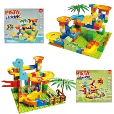 Imagem de Pista Labirinto Dinossauro, 130 Peças Coloridas, Brinquedo para Crianças Acima de 3 Anos (DINO 1)